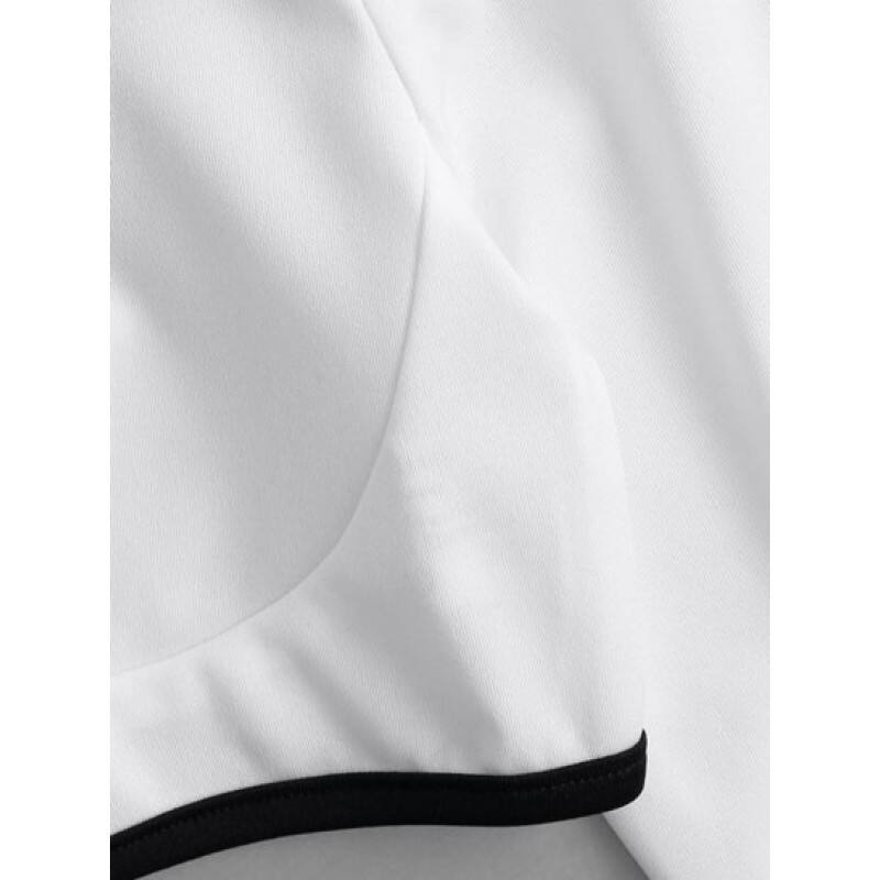 Contrast Piping Corset Style Crop Tee BW5211