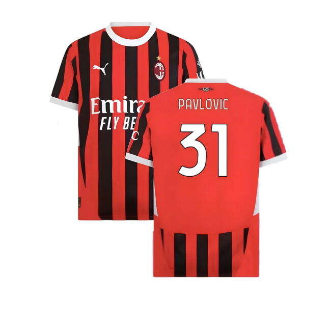 Authentic Replica AC Milan Home Supporter Kit for Adults (Pavlovic 31)