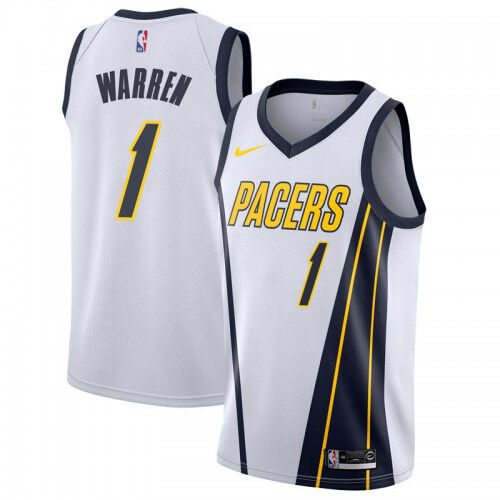 Nike Indiana Pacers #1 TJ Warren White NBA Swingman Earned Edition Jersey Mens
