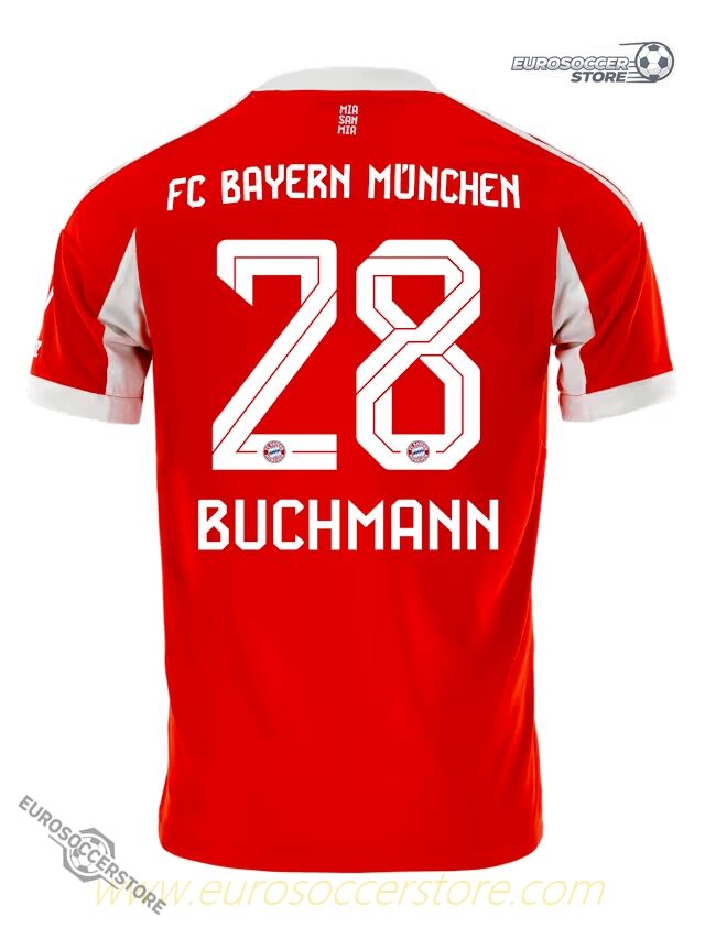 Bayern Munich's 25-26 Season Home Jersey Featuring Buchmann, Number 28