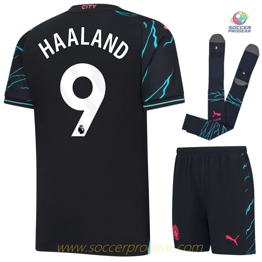Manchester City Third Child Kit Shirt 2023 2024 E.Haaland