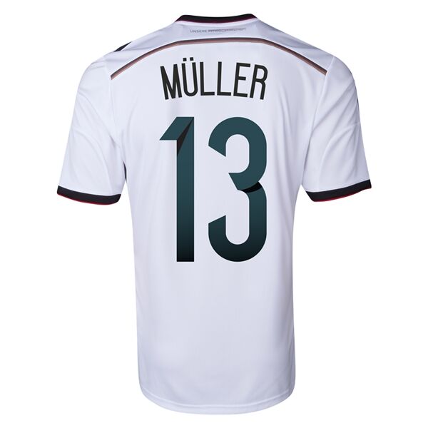 2014 Germany 13 MULLER Home White Soccer Jersey Shirt - Official