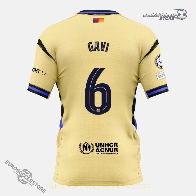 Away Champions League Jersey of Barcelona Featuring GAVI 6 for the 25-26 Season