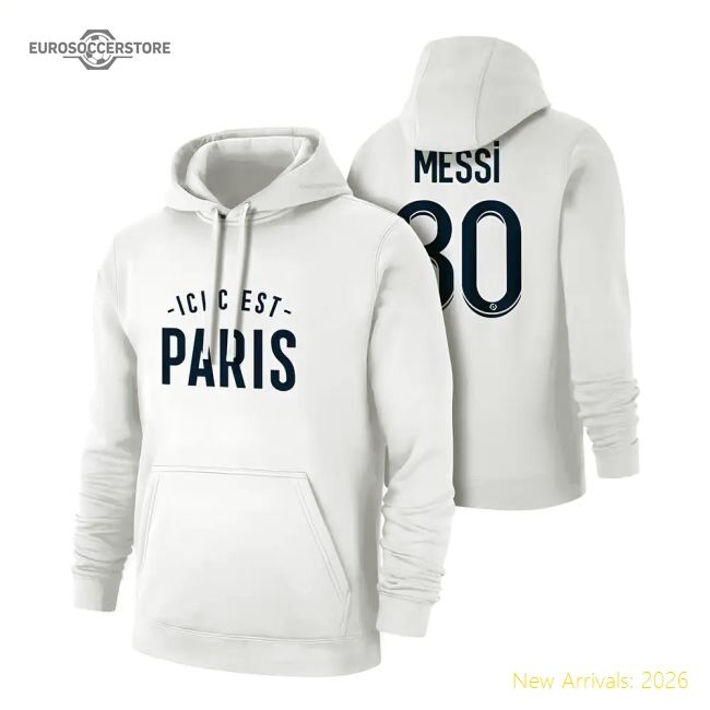 Authentic Paris Ici Cest 21 Footer With Hood Messi, White