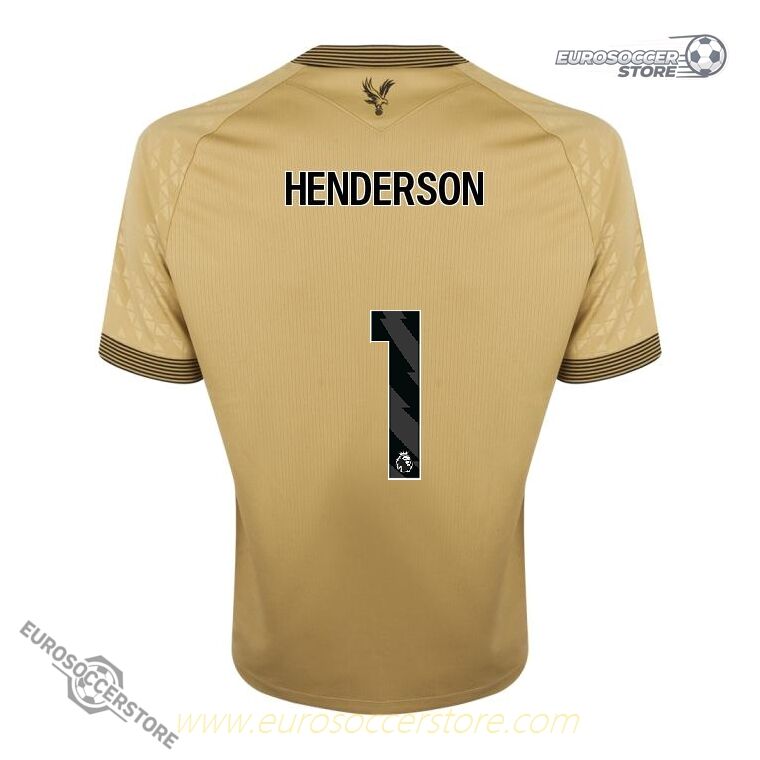 Away Jersey of Crystal Palace for the 25-26 season, featuring the name HENDERSON and the number 1.
