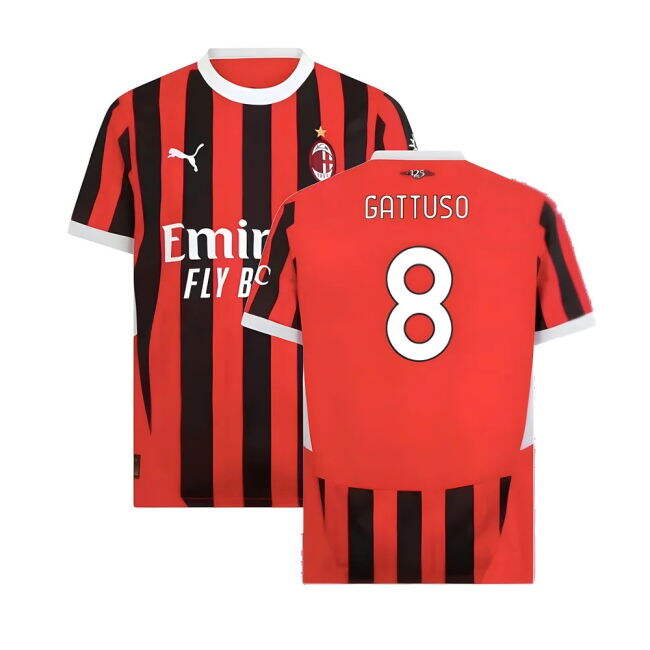 Fan Gear Acm Ac Milan Home Shirt Gattuso #8 High Performance 2025-...