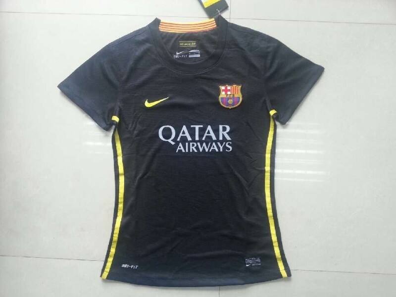 13-14 Barcelona Away Black Womens Soccer Jersey Shirt - Official