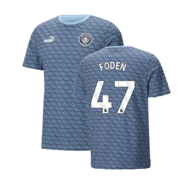 Man City Authentic 2024-2025 Man City ftblCulture Tee AOP (Navy) - ...