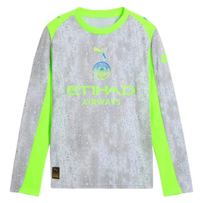 2025-2026 Man City Long Sleeve Third Shirt (Kids) (Your Name) - aut...