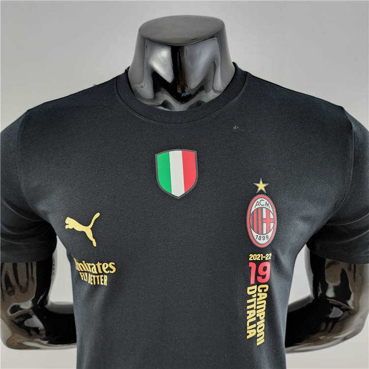 21-22 AC Milan Champion Black T-Shirt - Official Replica 6701