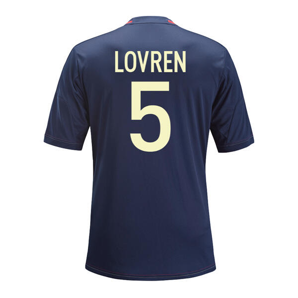 Quick Dry 13-14 Olympique Lyonnais 5 Lovren Away Black Jersey Shirt