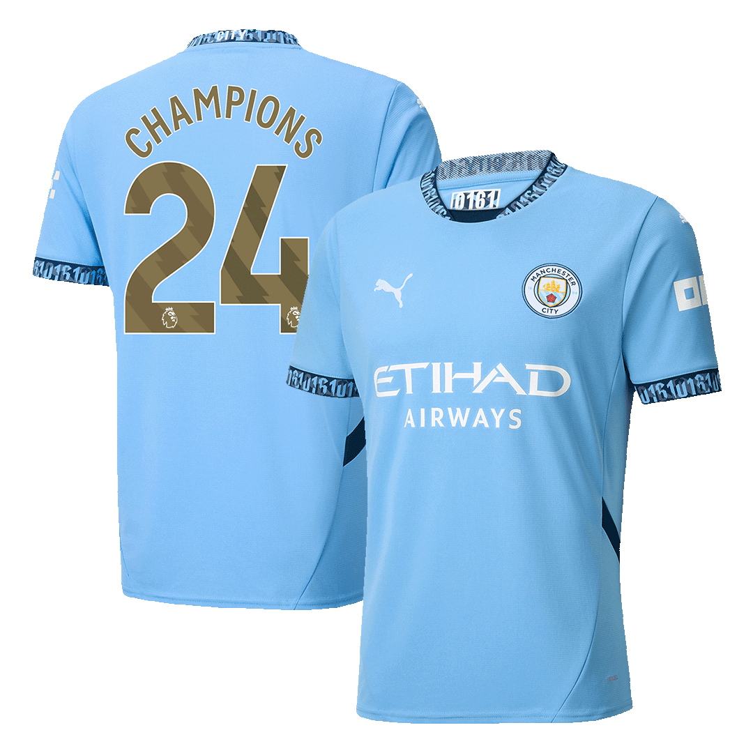 CHAMPIONS #24 Manchester City Home Soccer Jersey 2024/25Authentic Kit