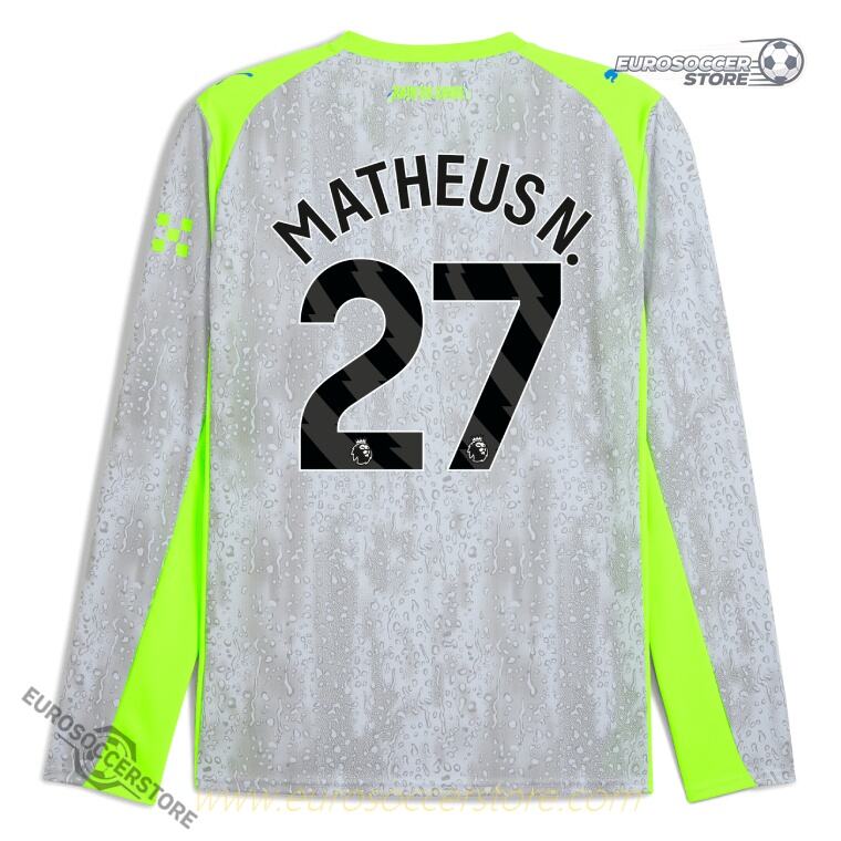 Manchester City 25-26 Season Third Long Sleeve MATHEUS N. 27 Football Jersey