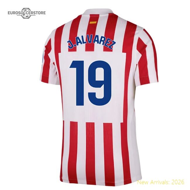 Atletico Madrid J.alvarez Authentic Home Jersey Spanish League Drycell