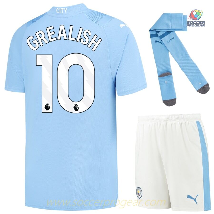Manchester City Home Child Kit Shirt 2023 2024 Grealish