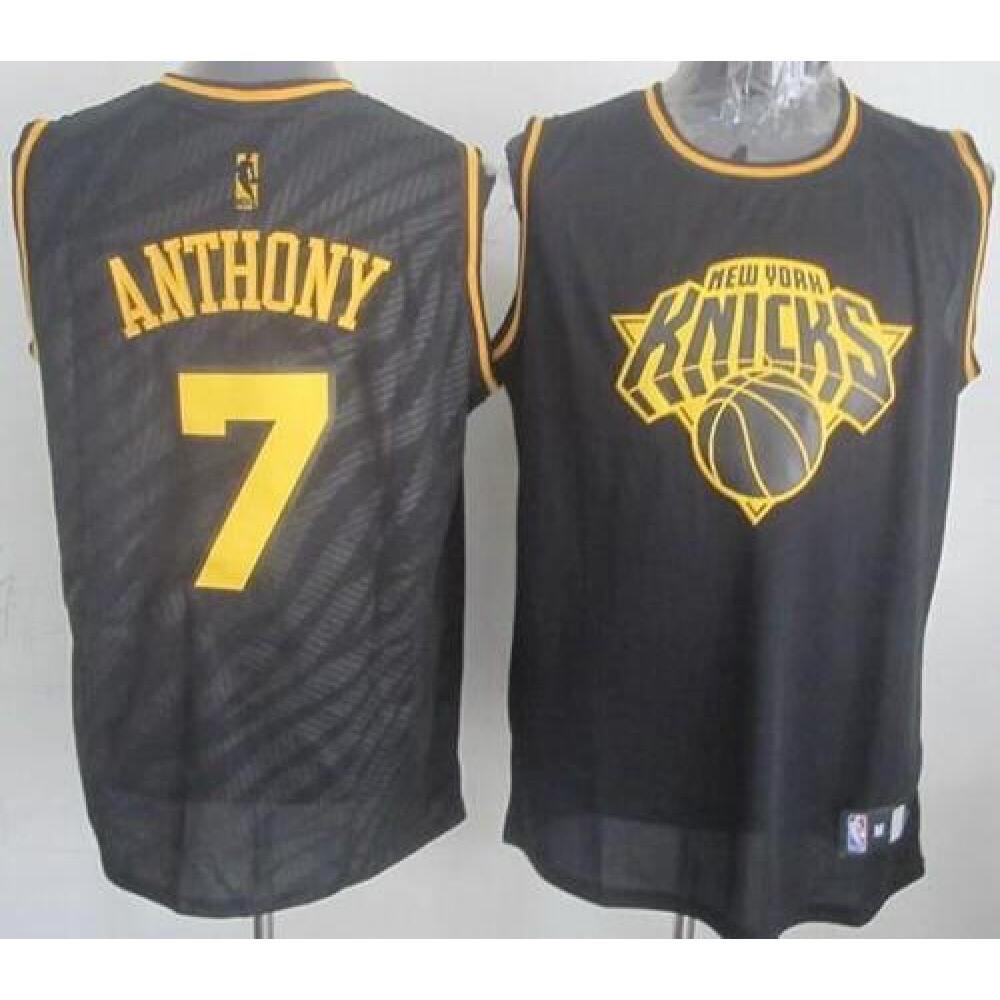 Knicks #7 Carmelo Anthony Black Precious Metals Fashion Stitched NBA Jersey