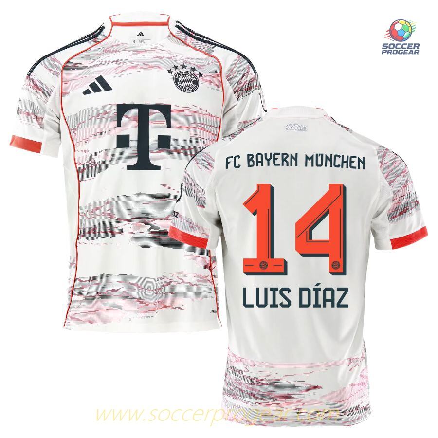 Bayern Munich Away Team Soccer Jersey 2025-26 Edition Luis Diaz
