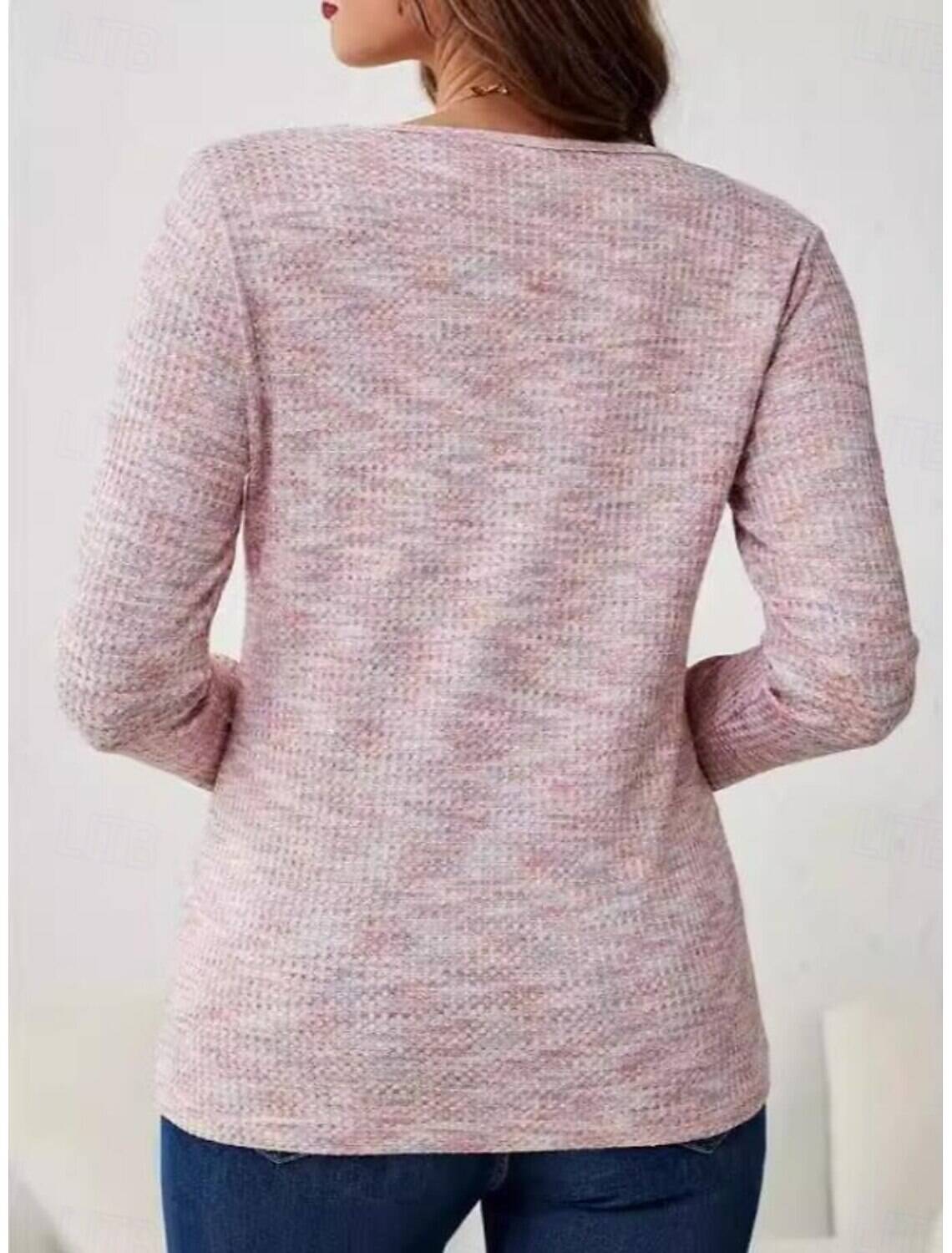 Women's Tunic Elegant Fashion Long Sleeve Regular Tops V Neck Daily Spring Fall