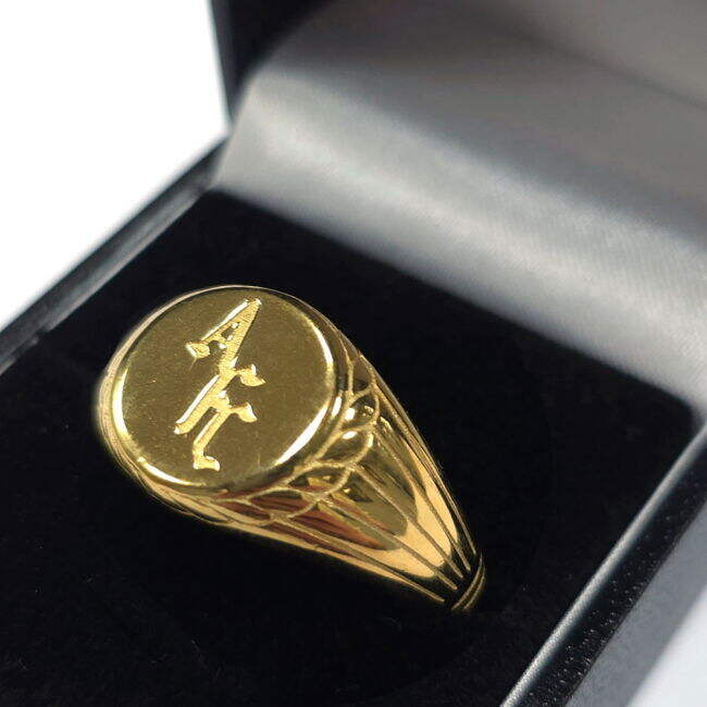 Arsenal FC 18ct Gold Plated on Silver Signet Ring - V - fan gear