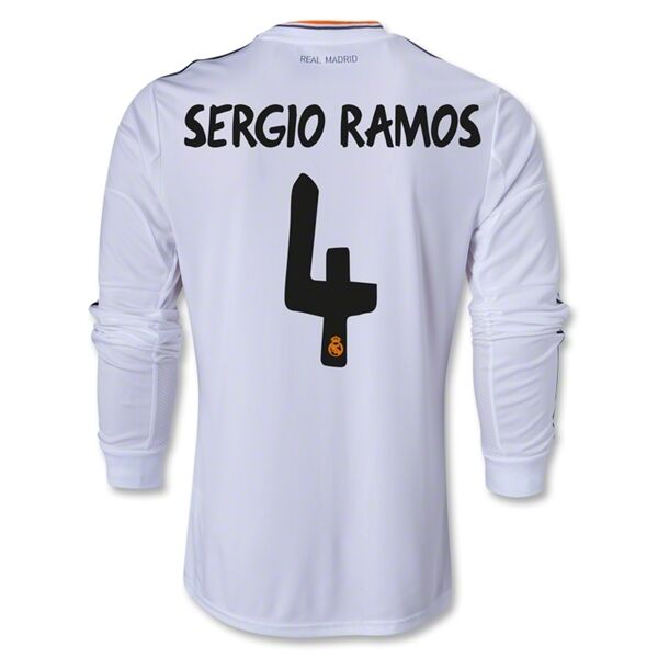 13-14 Real Madrid 4 SERGIO RAMOS Home Long Sleeve Jersey Shirt -