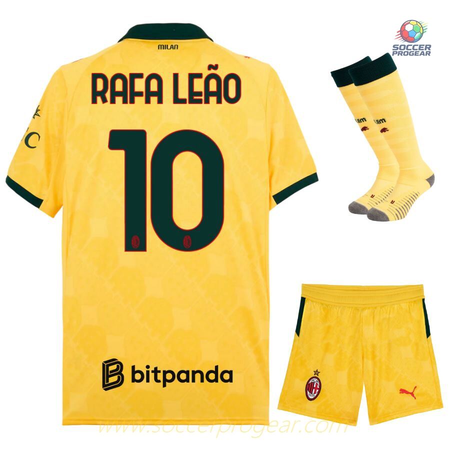 AC Milan Children Alternate Football Kit Soccer Team Shirt 2025-26 Edition Rafa Leao
