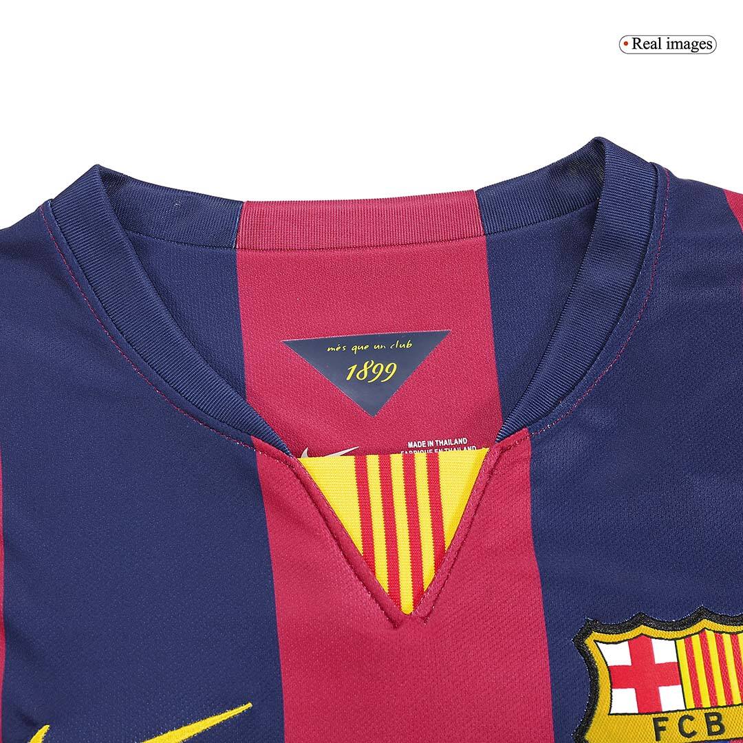 Retro MESSI #10 2014/15 Barcelona Home Long Sleeve Soccer JerseyAuthen