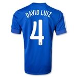 2013 Brazil 4 DAVID LUIZ Blue Away Jersey Shirt - Official Replica