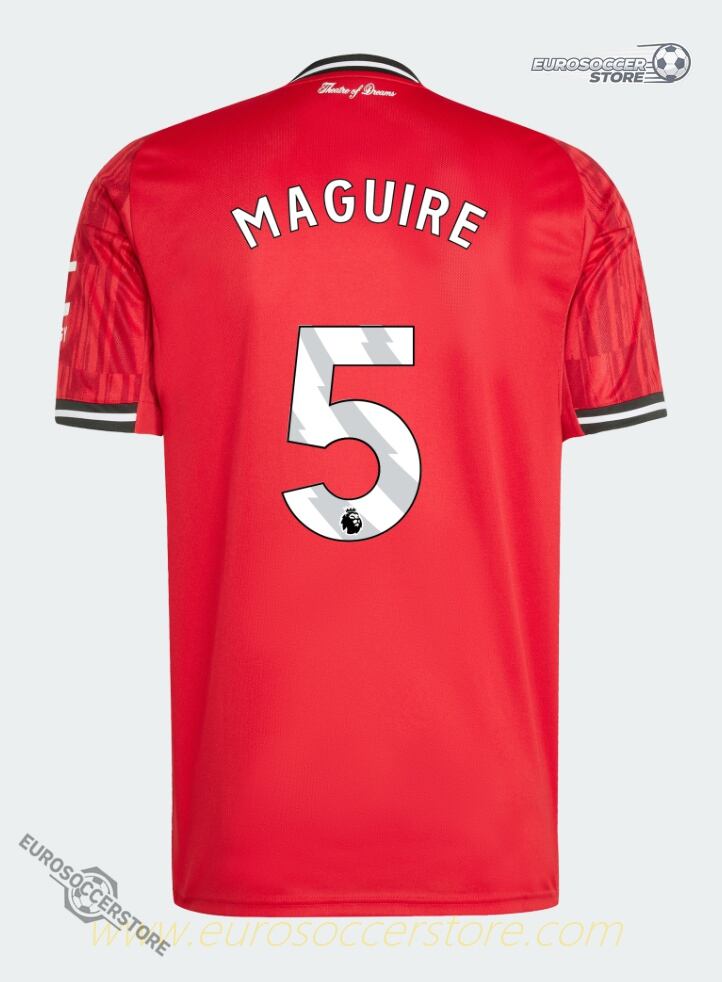 Manchester United's 25-26 Home Jersey featuring MAGUIRE with the number 5