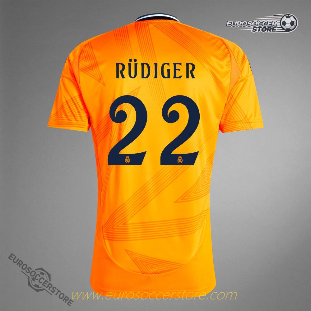Away Jersey of Real Madrid Featuring RÜDIGER, 22, for the 24-25 Season