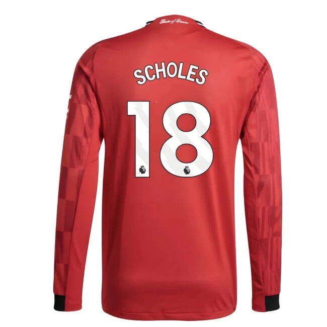 2025-2026 Man Utd Authentic Long Sleeve Home Top (Scholes 18)