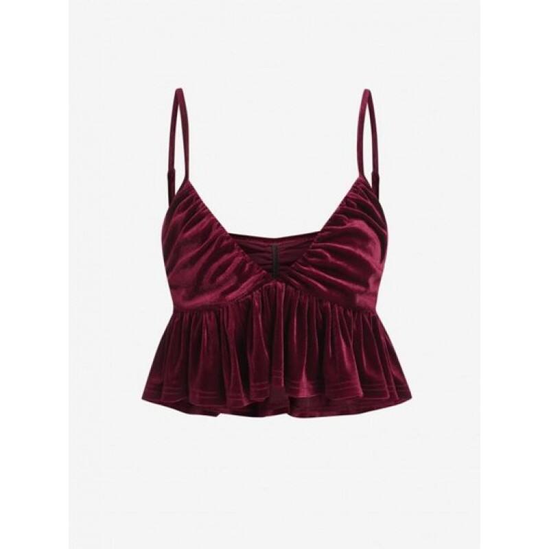 Velour Ruched Peplum Camisole FD3822
