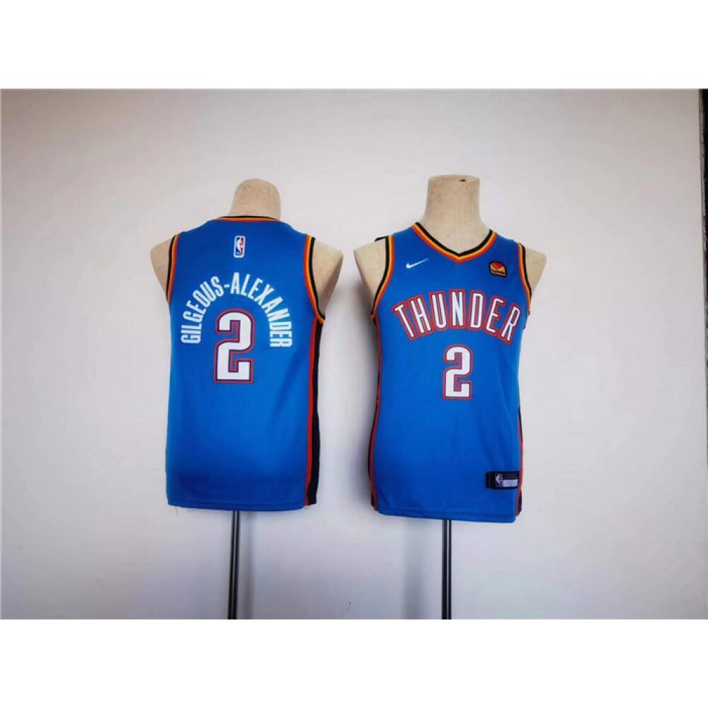 Game Day Professional Men's Thunder #2 Shai Blue Basketball Jersey