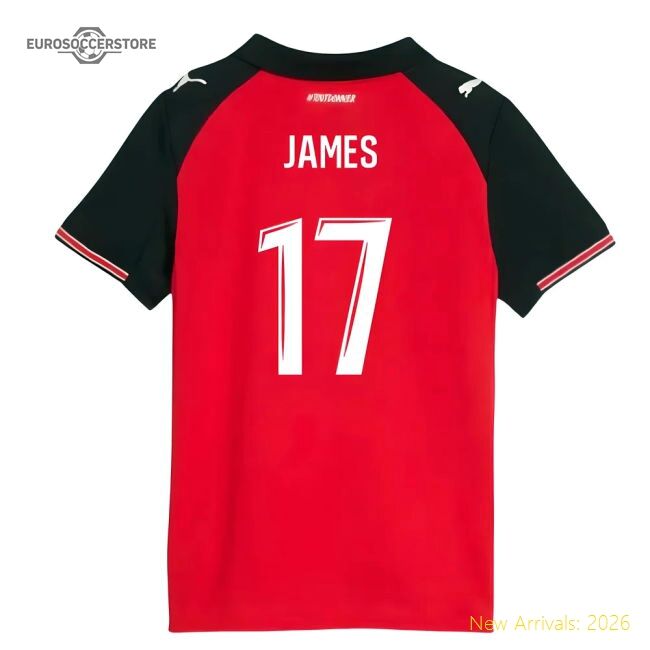 Fan-Favorite 2025-2026 Stade Rennais Home Shirt (Kids) (James 17)
