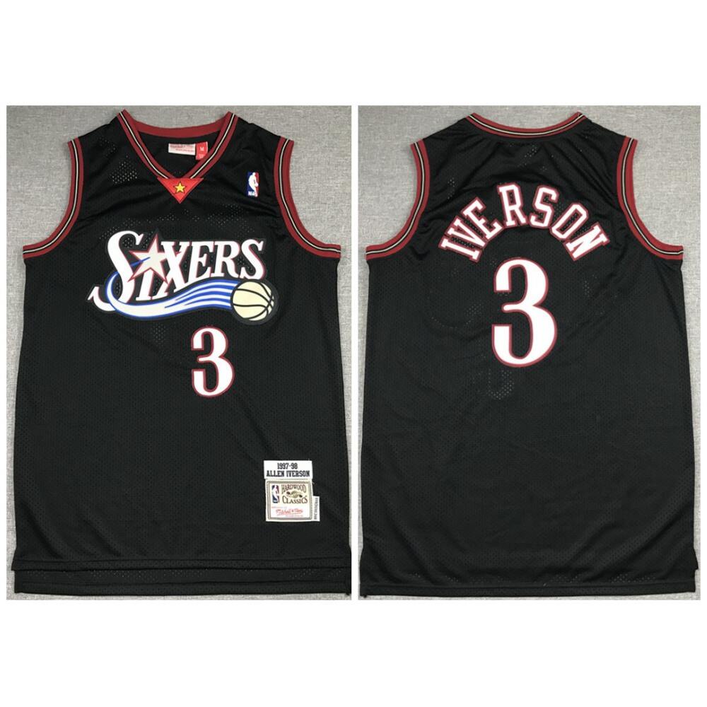 Performance Durable Men's Sixers #3 Allen Black Basketball Jersey