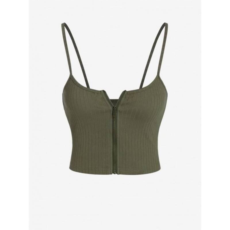 Ribbed Zip Front Crop Camisole CN5883