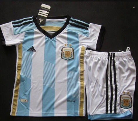 Lightweight Kids 2014 World Cup Argentina Home Whole KitShirtShorts