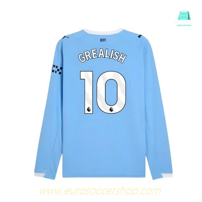 2025-2026 Man City Long Sleeve Home Shirt (Grealish 10)
