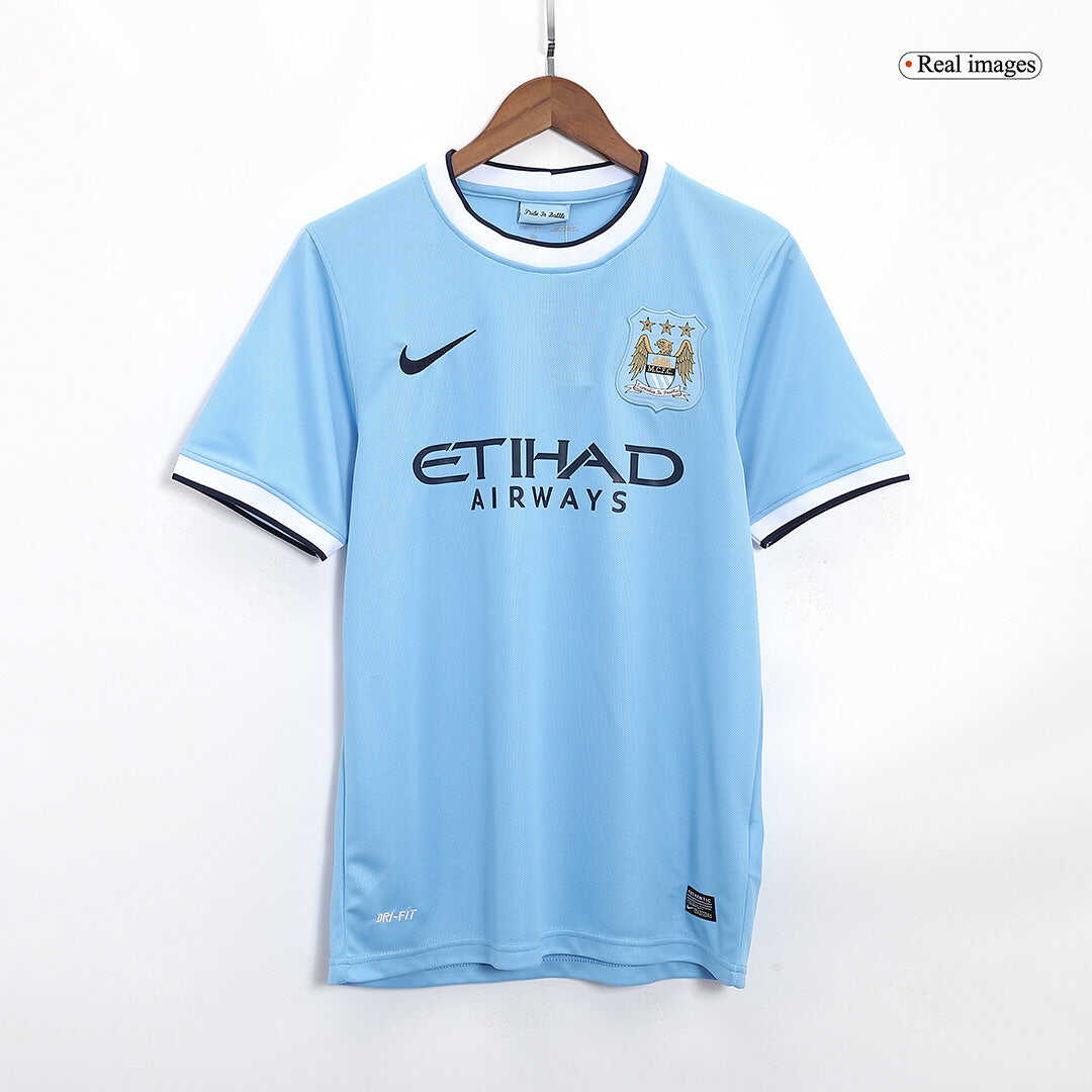 Retro 2013/14 Manchester City Home  Soccer Jersey Authentic Kit