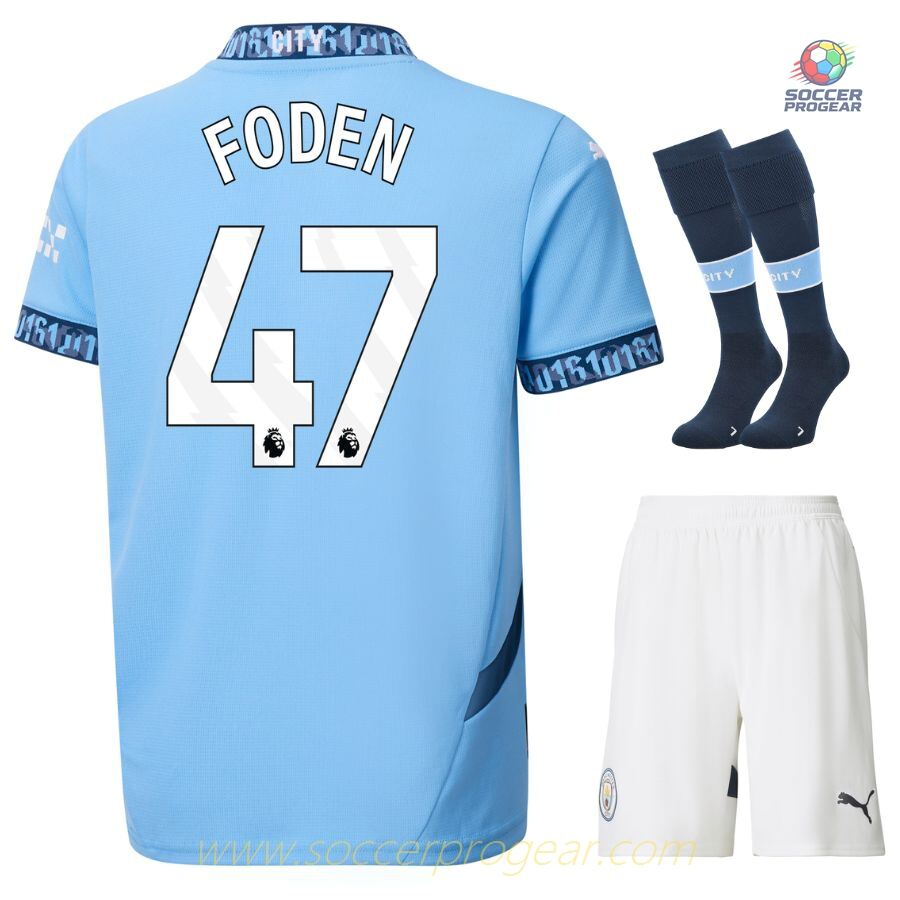 Manchester City Home Child Kit Shirt 2024-2025 Season Foden