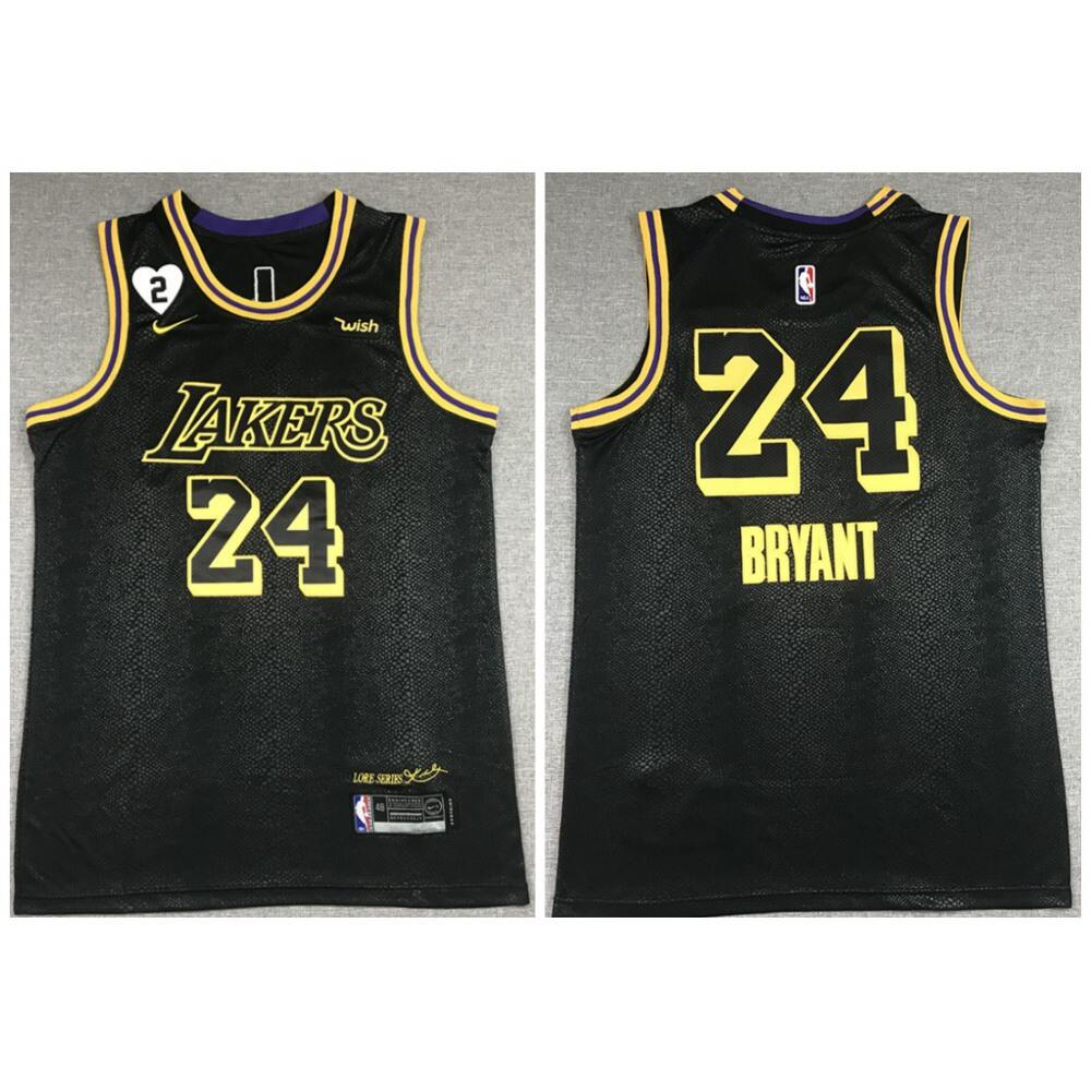 Men's Los Angeles Lakers #24 Kobe Bryant 2020 Black City Edition With GiGi Patch Stitched Jersey