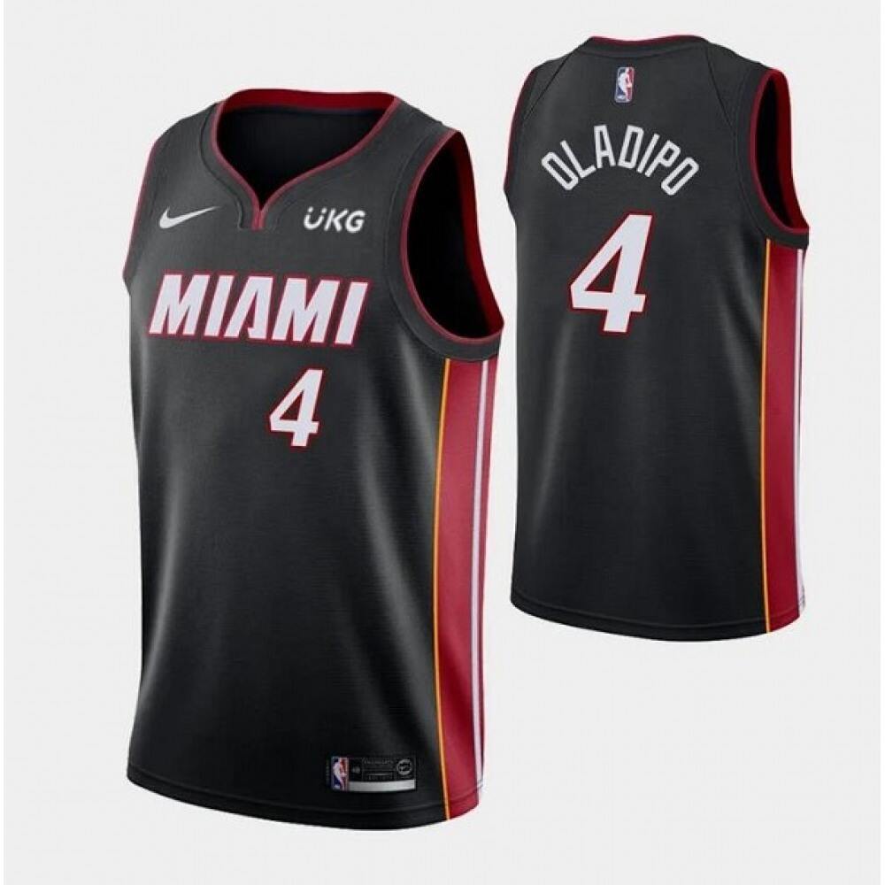 Men's Miami Heat #4 Victor Oladipo Black With UKG Patch Stitched Jersey
