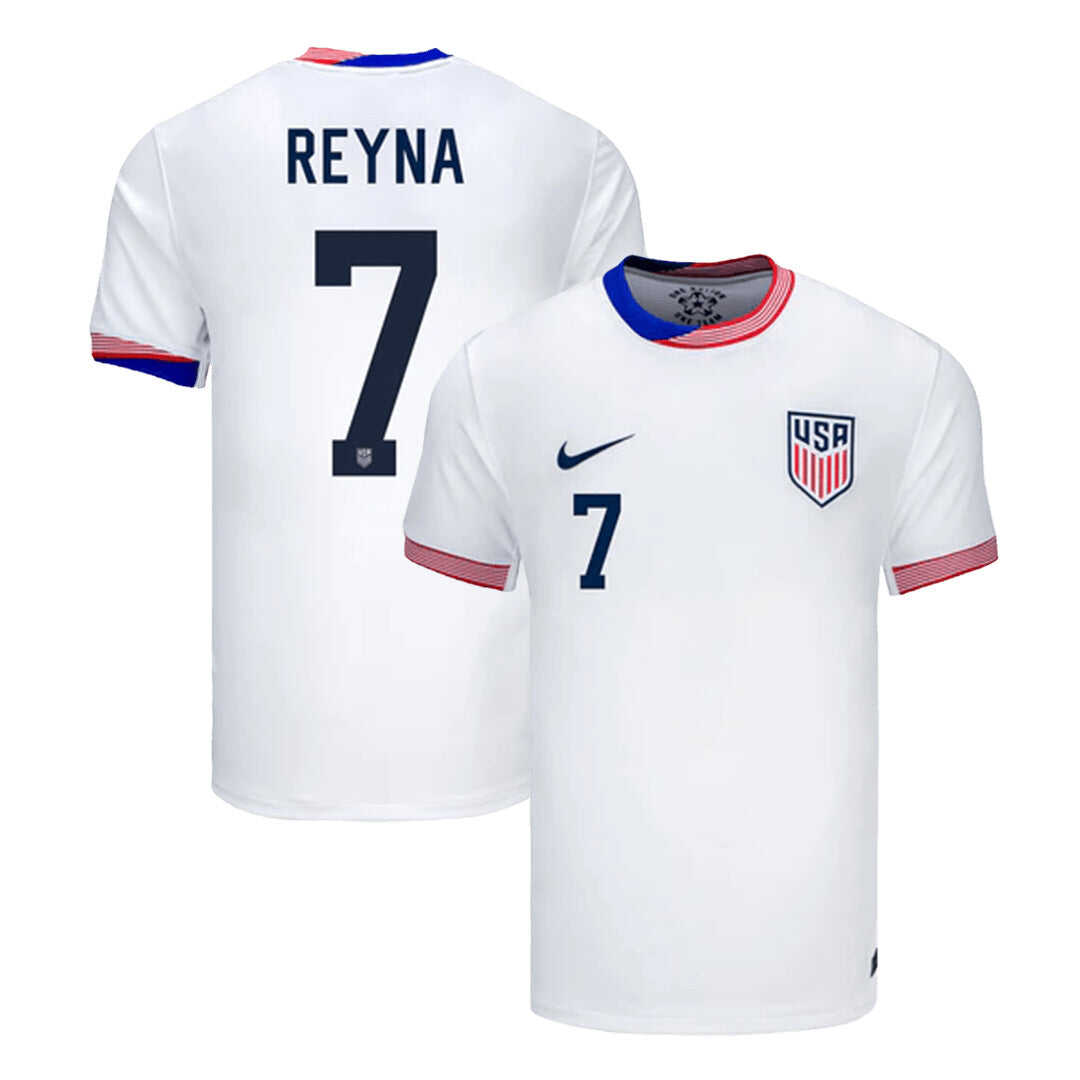 Men's USA REYNA #7 Home Soccer Jersey Copa Am¨¦rica 2024 Authentic Kit