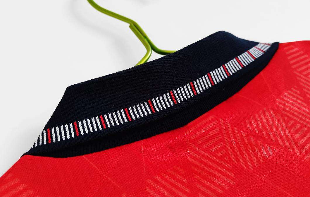 1990 England Away Red Retro Soccer Jersey Football Shirt - Official