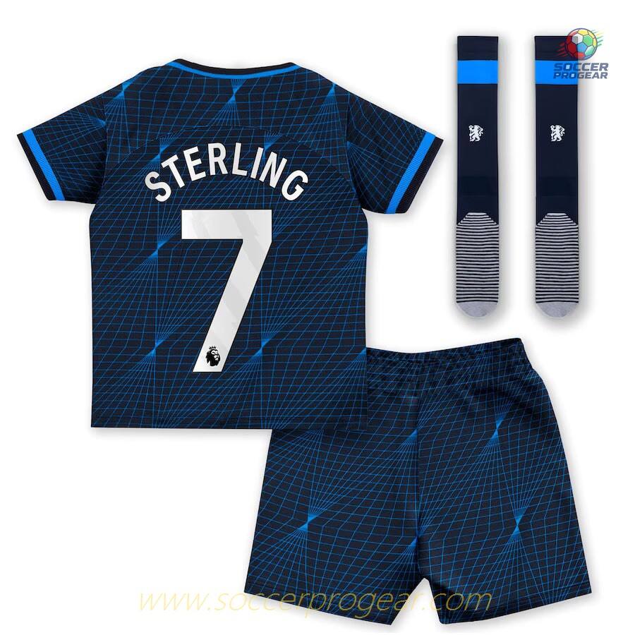 Chelsea Youth Away Soccer Kit Team Jersey 2023 2024 Sterling
