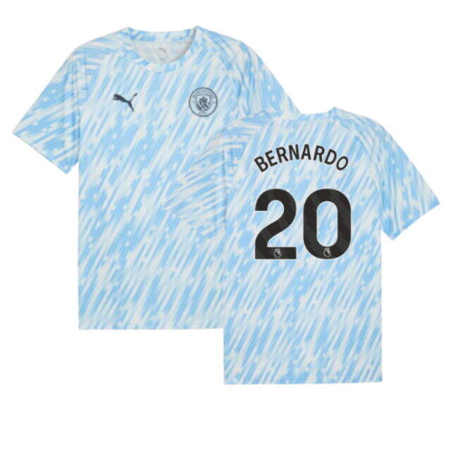2025-2026 Man City Warm Up Jersey (Silver Sky) (Bernardo 20)
