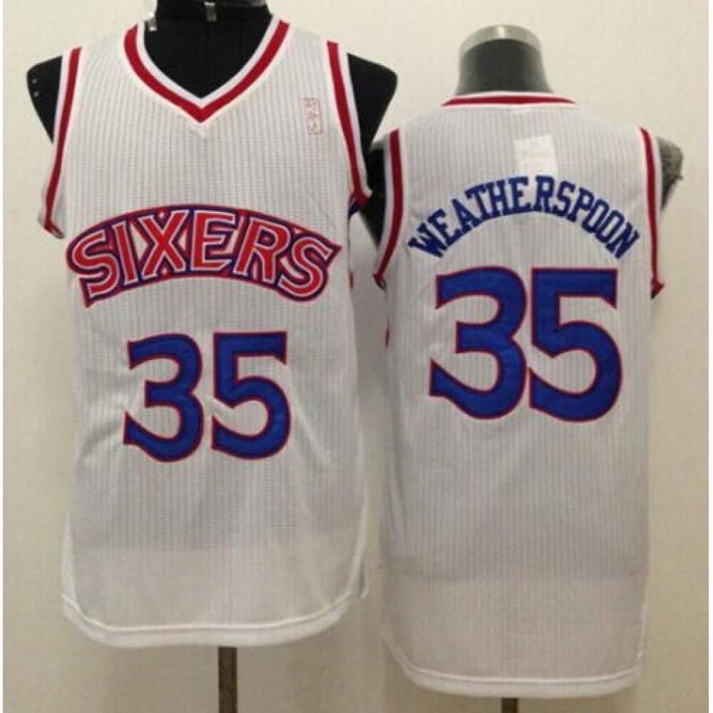 Premium Quality Men's Sixers #35 Clarence White Basketball Jersey