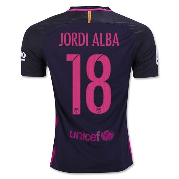 Barcelona 201617 Away JORDI ALBA 18 Shirt - Official Replica 11897
