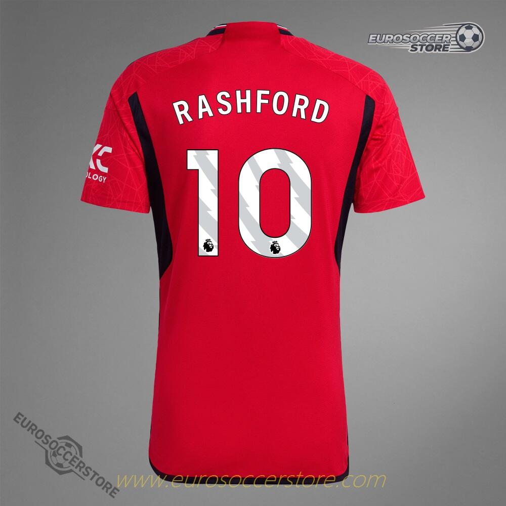 Manchester United's RASHFORD 10 Home Jersey for the 23-24 season.