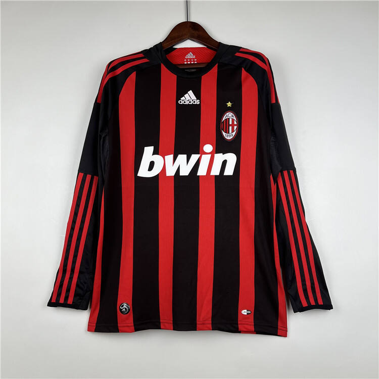 AC Milan 0809 Retro Home Long Sleeve Shirt - Official Replica 8831