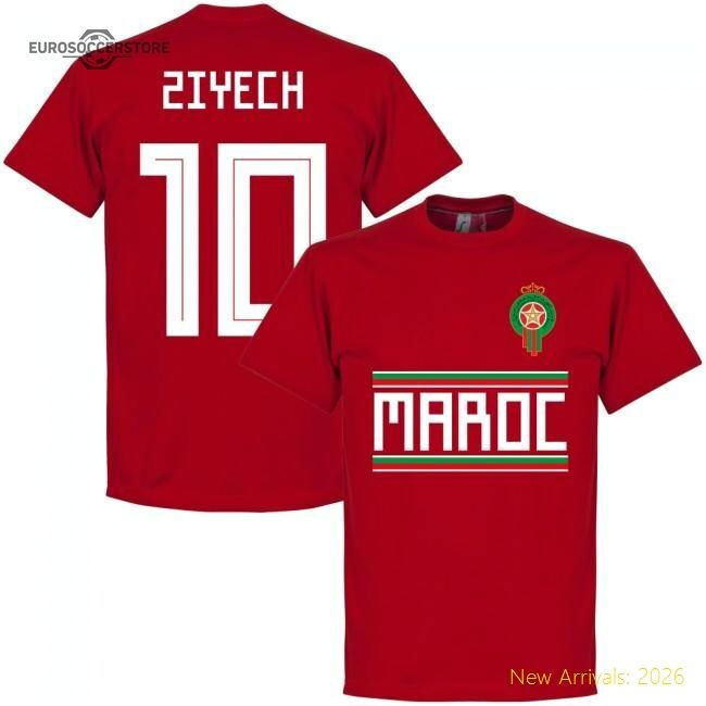 Atlas Lions Ziyech 10 Team T-shirt - Red - Supporter Edition